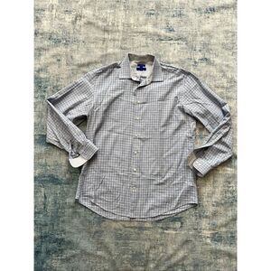 Egara Blue Gray Windowpane Plaid Modern Fit Dress Shirt 2XLT 18 - 18 1/2